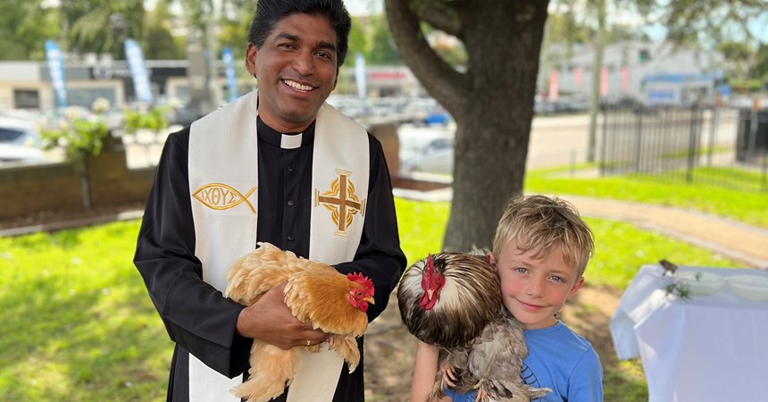 Why did a chicken, goldfish and sheep visit St Joseph’s, East Maitland?  IMAGE